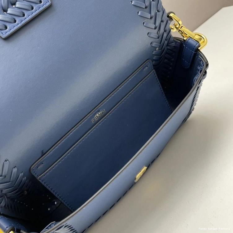 Affordable HOT Fendi In Medium Stitching Leather Bag Baguette Blue 0730